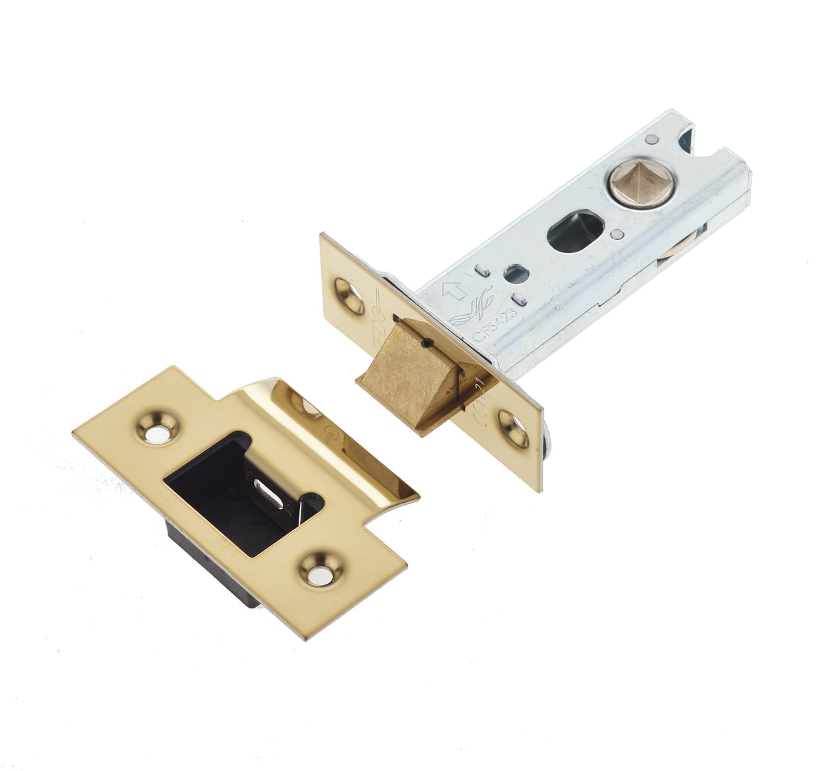 High quality image of Frelan - Jedo Heavy Duty Tubular Latches - 45 Degree Short Travel 76mm Brass Finish Sku. JL-HDT76PVD
