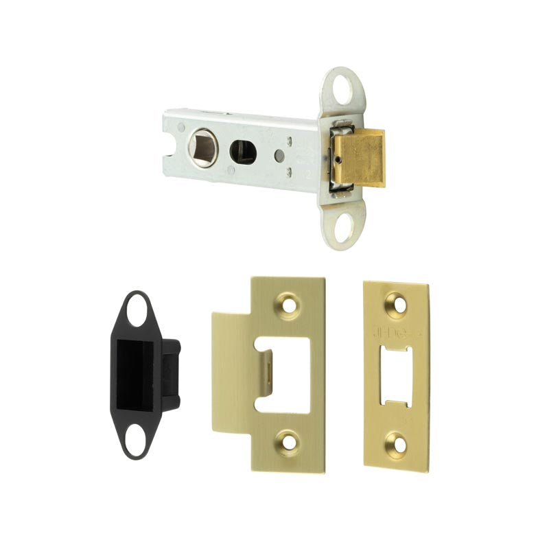 High quality image of Frelan - Jedo Heavy Duty Tubular Latches - 45 Degree Short Travel 76mm Satin Brass Sku. JL-HDT76SB