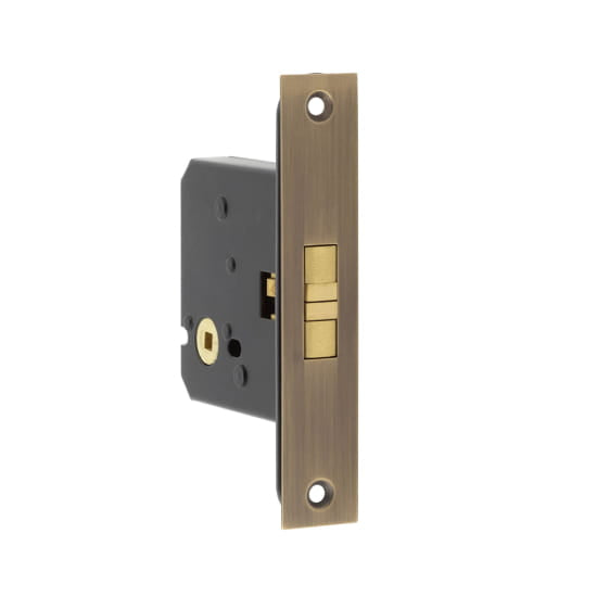 High quality image of Frelan - Jedo Sliding Door Bathroom Lock Antique Brass Sku. JL840AB