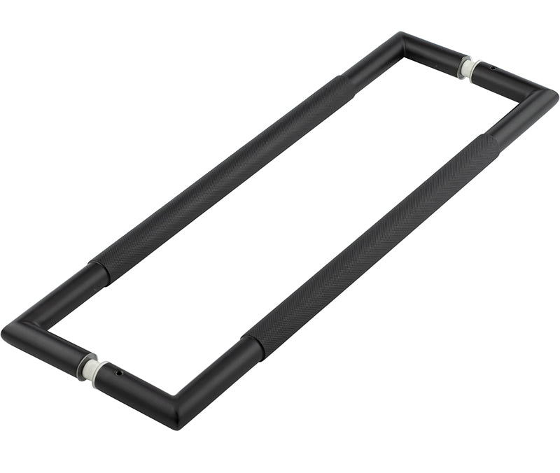High quality image of Frelan - Nero Mitred Knurled Pull handles B/B Fixing 425x19mm Black Sku. JMB9