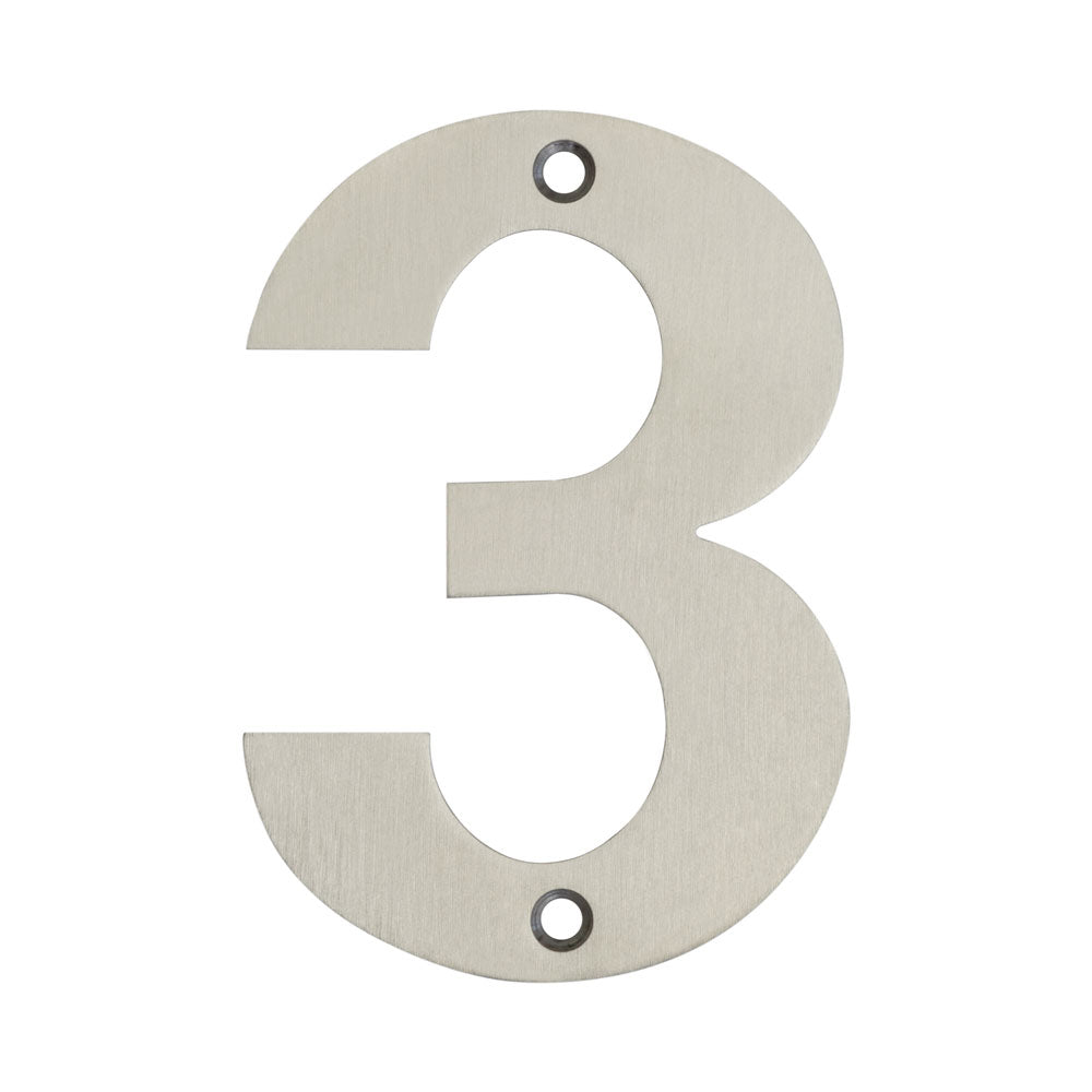 High quality image of Frelan - 100mm Numerals SSS Finish 100mm Satin Stainless Steel No. 3 Sku. JSS-3