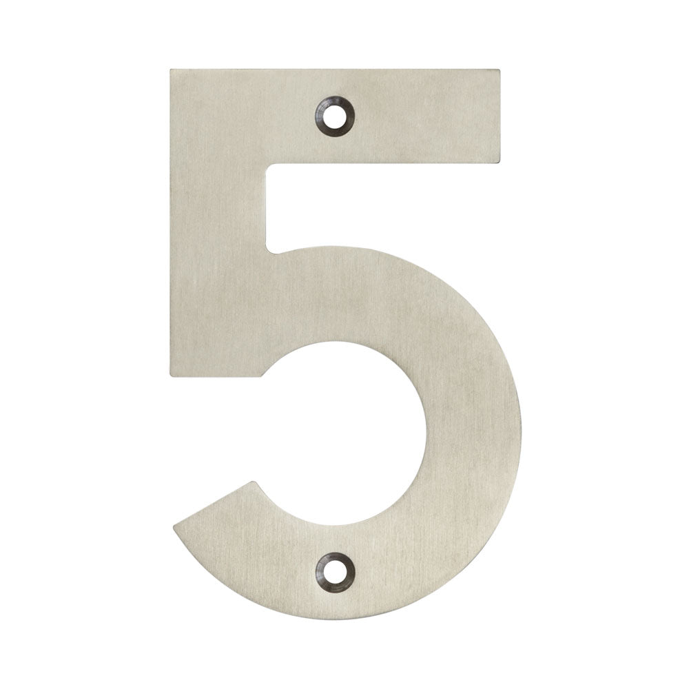 High quality image of Frelan - 100mm No.5 Numeral - Grade 304 Satin Stainless Steel | Sku. fh-jss-5 | Trade Door Handles.