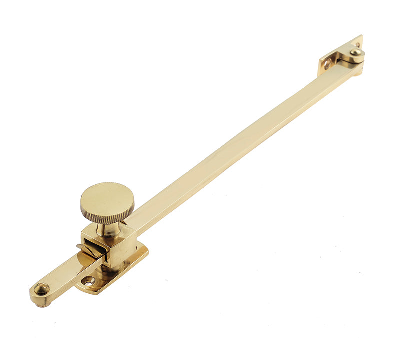 High quality image of Frelan - Jedo Sliding Screw Down Casement Stays 250mm Polished Brass Sku. JV150PB