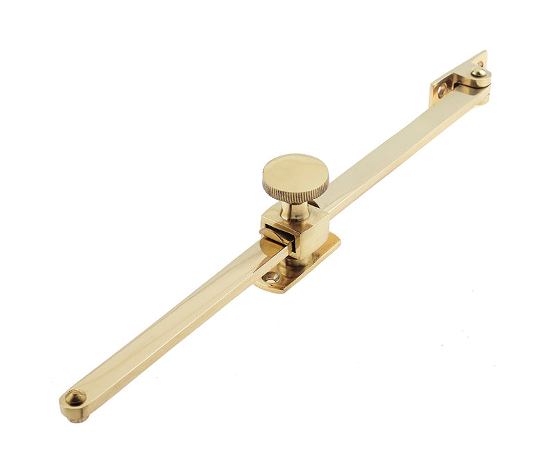 High quality image of Frelan - Jedo Sliding Screw Down Casement Stays 305mm Polished Brass Sku. JV151PB