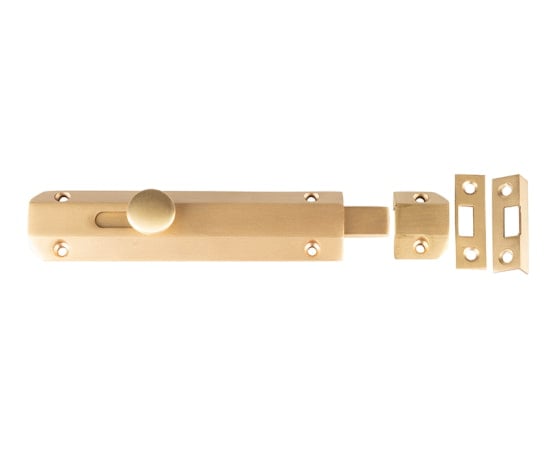 High quality image of Frelan - Jedo Architectural Slide Door Bolts 150x35mm Satin Brass Sku. JV168SB