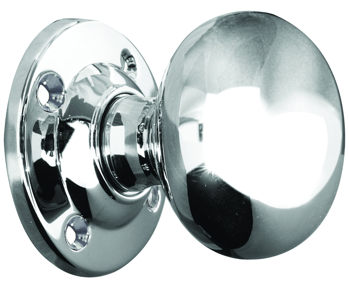 High quality image of Frelan - Jedo Mushroom Mortice Door Knobs 57mm Diameter 57mm Polished Chrome Sku. JV172BPC