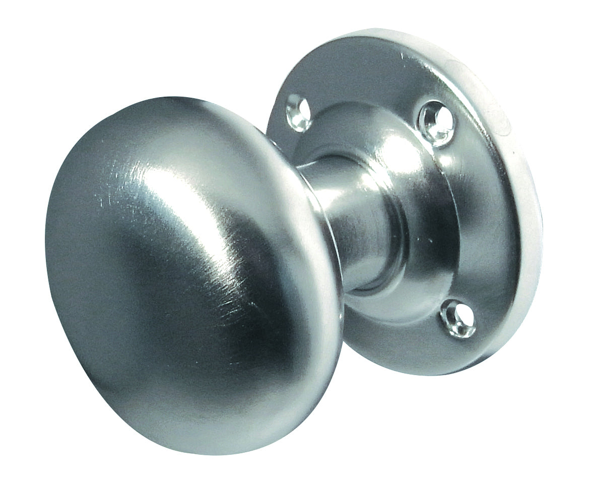 High quality image of Frelan - Jedo Mushroom Mortice Door Knobs 57mm Diameter 57mm Satin Chrome Sku. JV172BSC