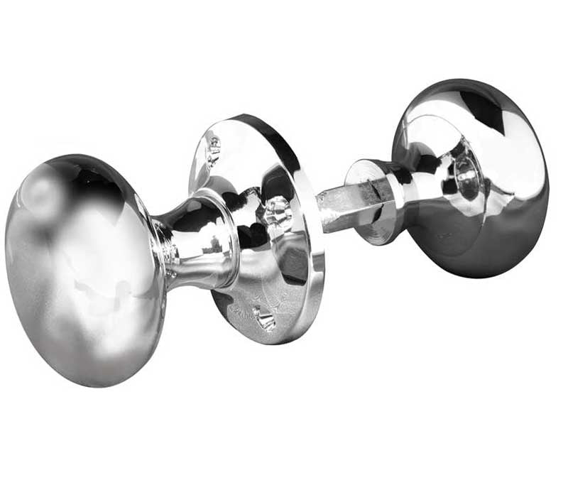 High quality image of Frelan - Jedo Mushroom Rim Door Knobs 50mm Polished Chrome Sku. JV176APC