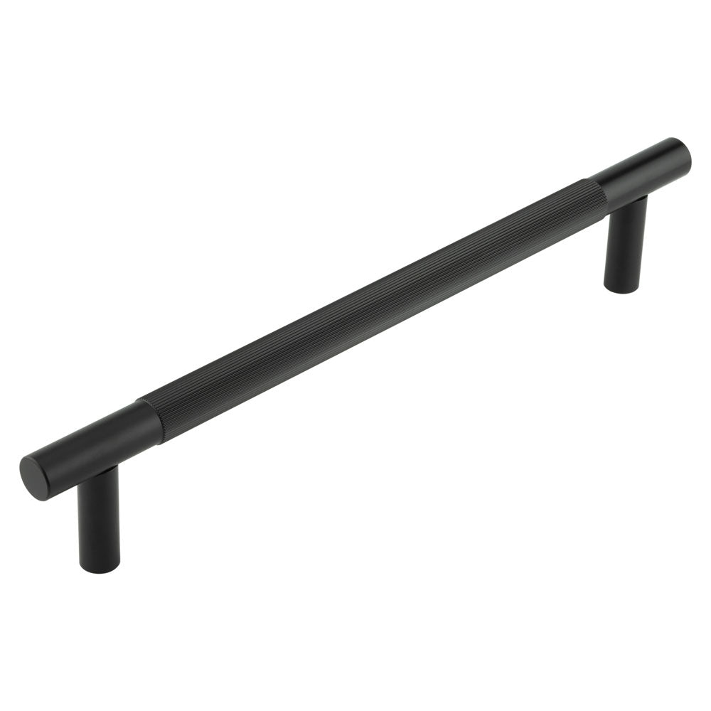 High quality image of Frelan - Venice Linear Knurled 300x19mm Black Pull Handle Face Fix Sku. JV1803MBFF