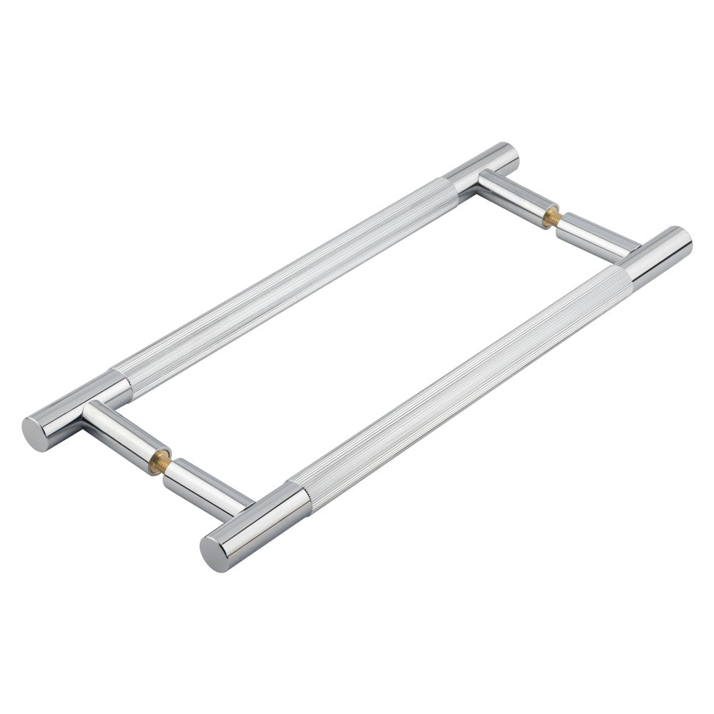 High quality image of Frelan - Venice Linear Knurled 300x19mm Polished Chrome Pull Handle Back to Back Sku. JV1803PCB2B