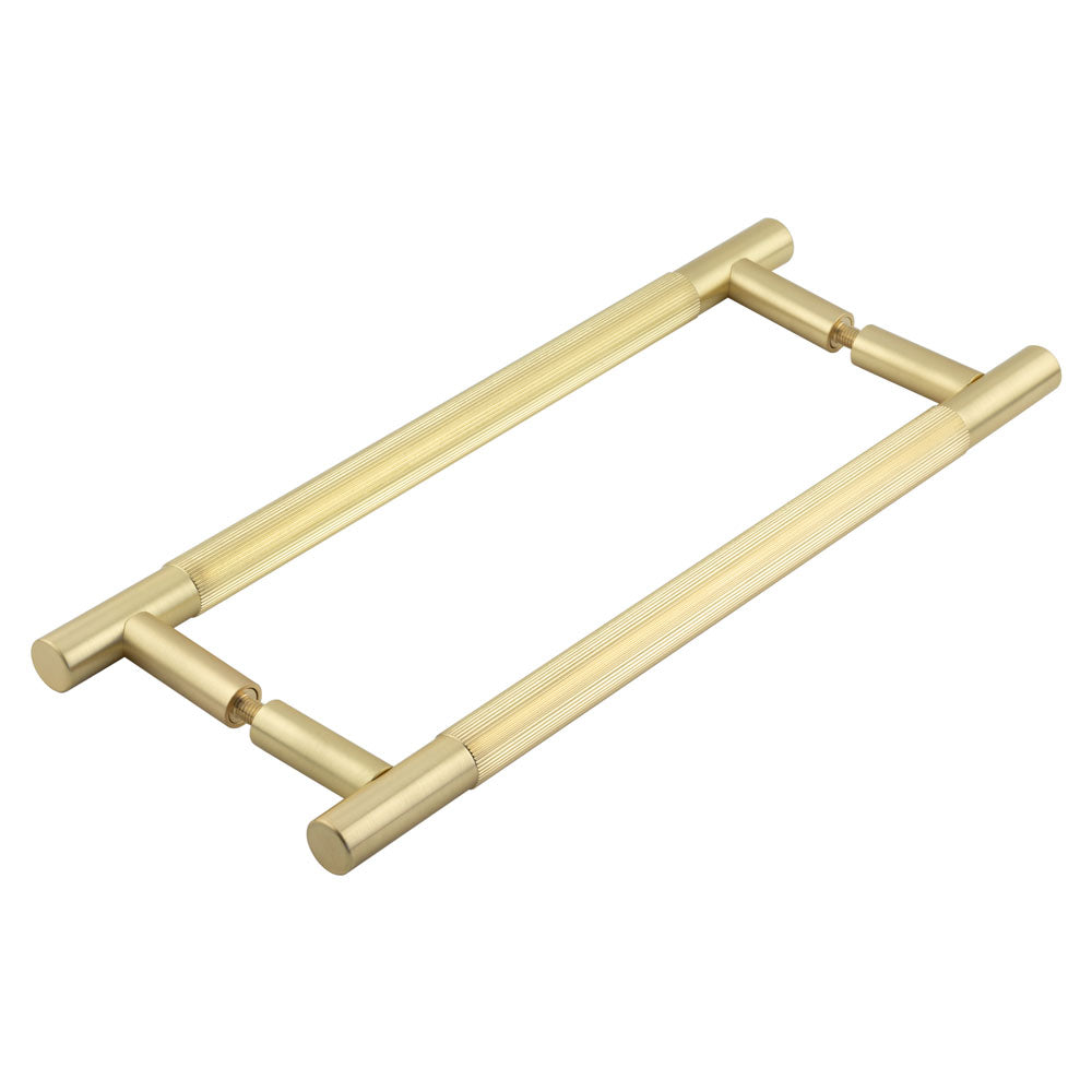 High quality image of Frelan - Venice Linear Knurled 300x19mm Satin Brass Pull Handle Back to Back Sku. JV1803SBB2B