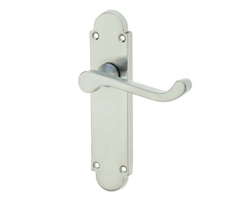 High quality image of Frelan - Epsom Suite Door Handle on Latchplate Satin Chrome Sku. JV251SC