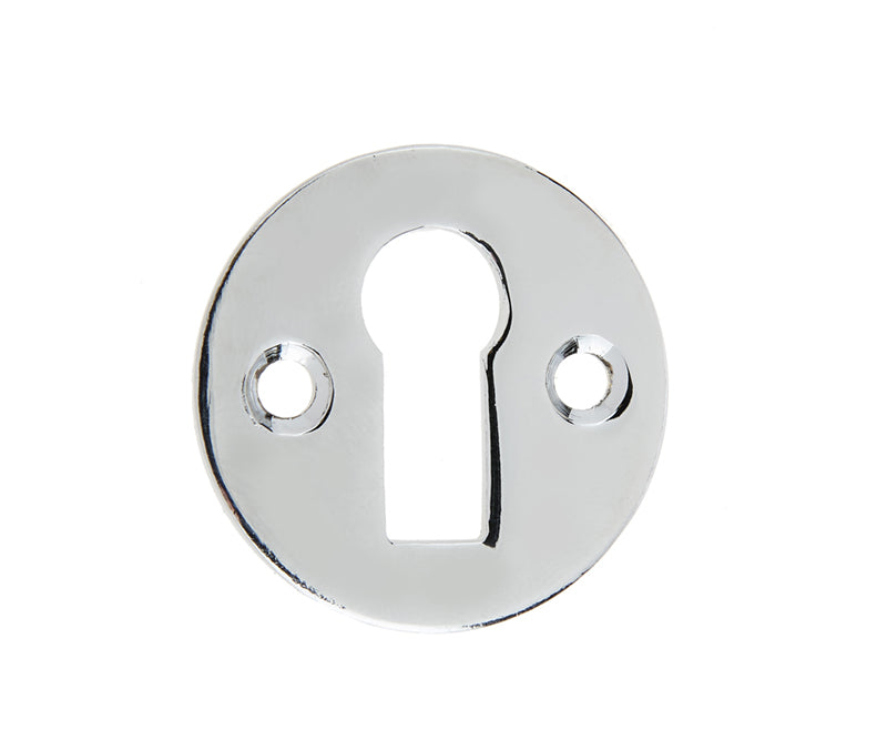High quality image of Frelan - Jedo Round Open Escutcheon Standard Keyway 32mm Polished Chrome Sku. JV41PC
