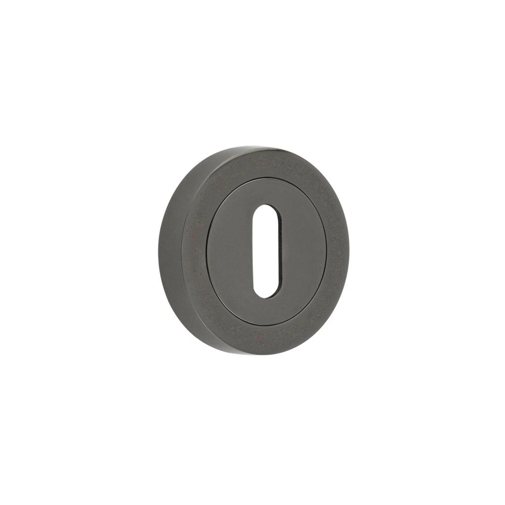 High quality image of Frelan - Jedo Designer Standard Keyway Escutcheons on 50mm Round Rose Black Nickel Sku. JV503BN