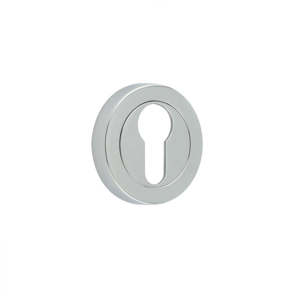 High quality image of Frelan - Jedo Designer Euro Profile Escutcheons on 50mm Round Rose Polished Chrome Sku. JV503EPC