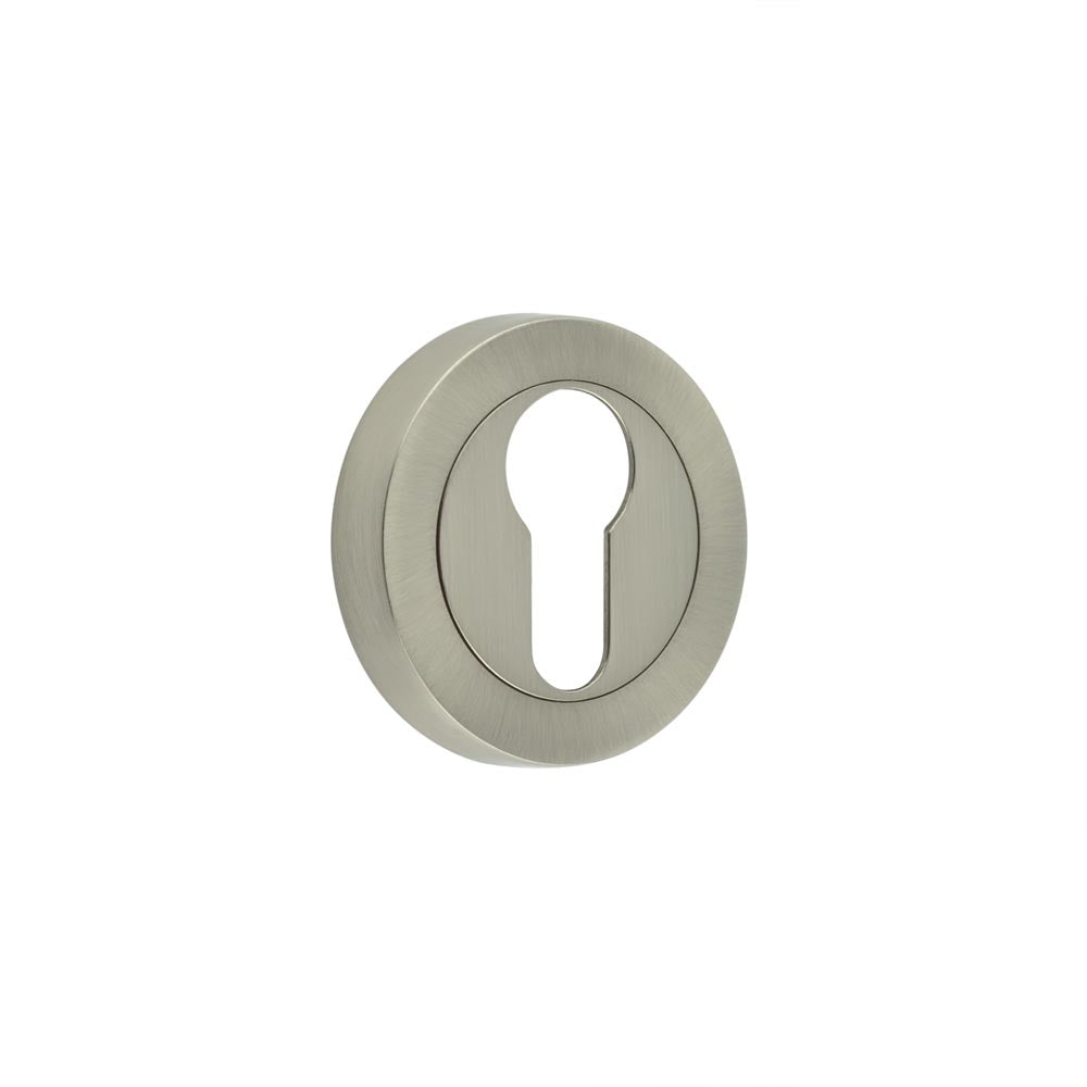 High quality image of Frelan - Jedo Designer Euro Profile Escutcheons on 50mm Round Rose Satin Nickel Sku. JV503ESN