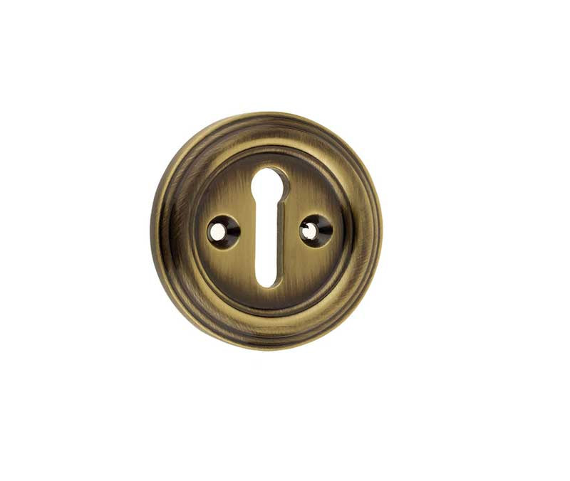 High quality image of Frelan - Jedo Parisian Standard Keyway Escutcheon 42mm Antique Brass Sku. JV604AB