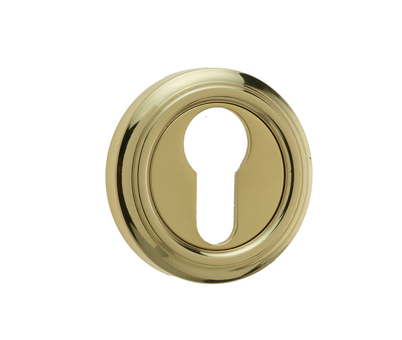 High quality image of Frelan - Jedo Parisian Euro Profile Escutcheon 53mm Polished Brass Sku. JV604EPB