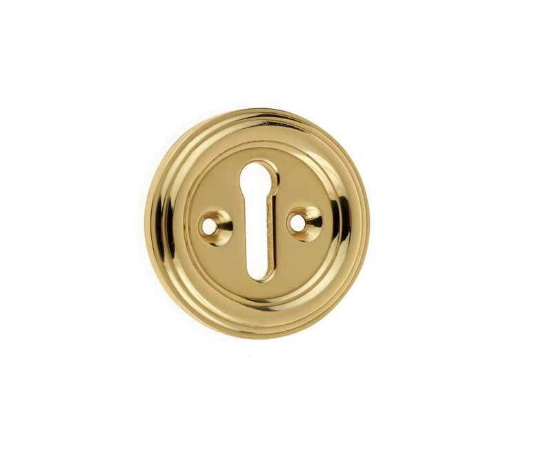 High quality image of Frelan - Jedo Parisian Standard Keyway Escutcheon 42mm Polished Brass Sku. JV604PB