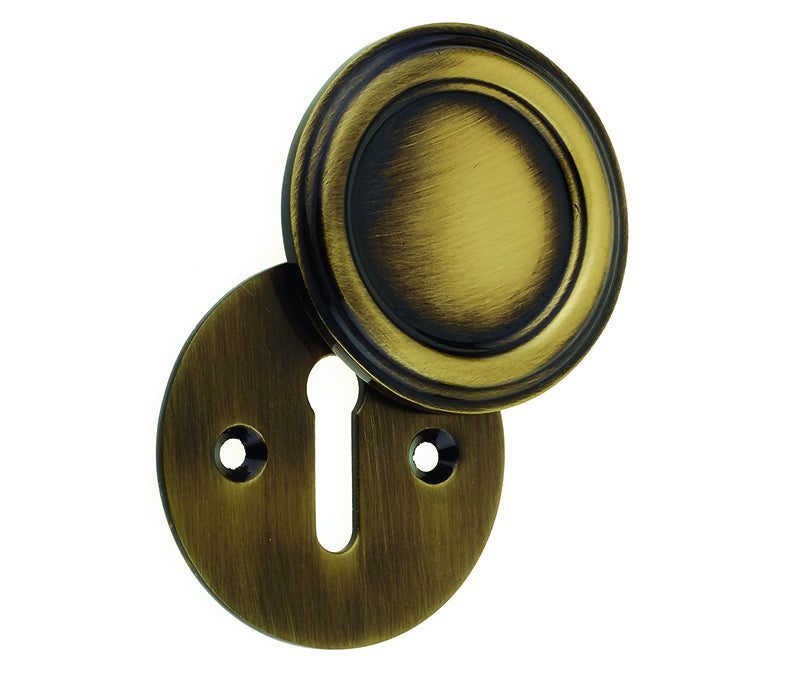 High quality image of Frelan - Jedo Parisian Covered Escutcheon 42mm Antique Brass Sku. JV605AB