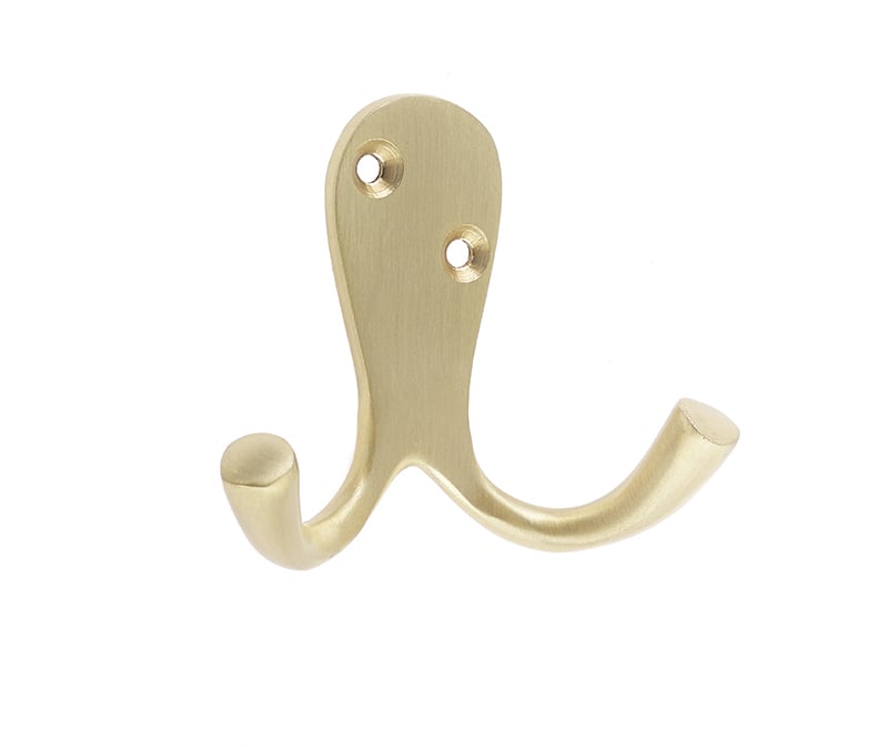 High quality image of Frelan - Jedo Double Robe Hooks 53mm Satin Brass Sku. JV62SB
