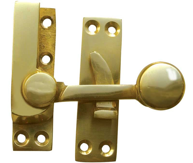 High quality image of Frelan - Jedo Quadrant Sash Fasteners 70mm Polished Brass Sku. JV83PB