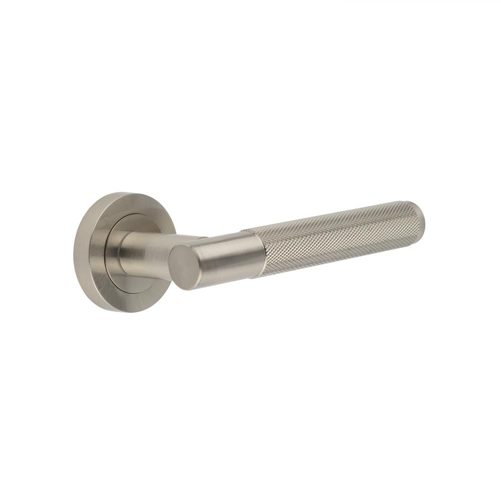 High quality image of Frelan - Jedo Bari Knurled Door Handles Satin Nickel Sku. JV850SN