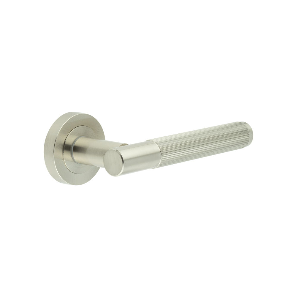 High quality image of Frelan - Venice Satin Nickel Lever on rose Sku. JV852SN