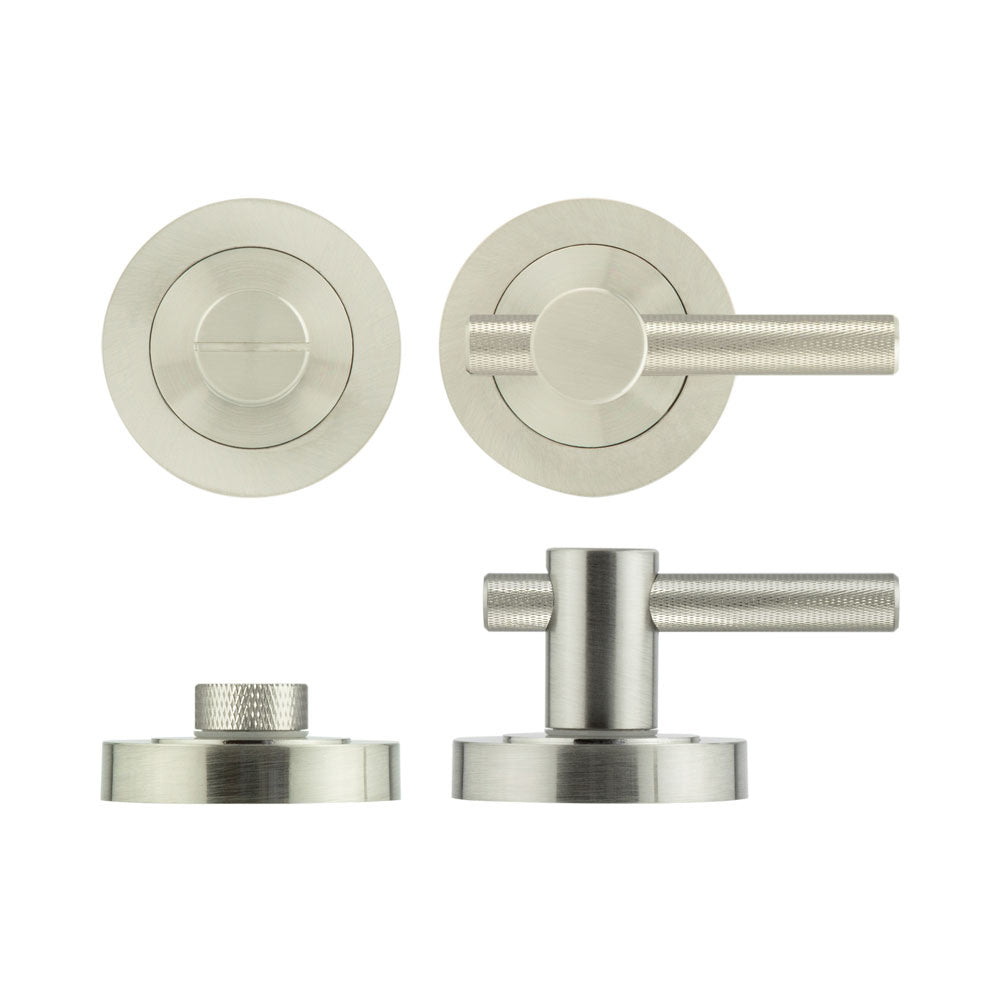 High quality image of Frelan - Jedo Bari Knurled Turns & Releases Satin Nickel Sku. JV855SN