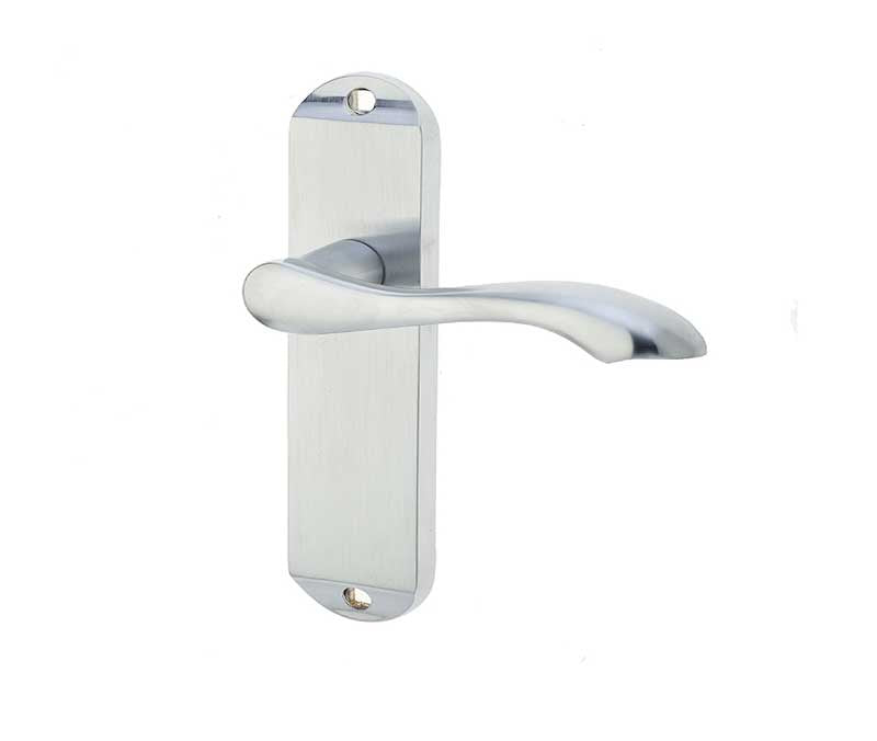 High quality image of Frelan - Broadway Suite Door Handle on Latchplate Satin Chrome Sku. JV921SC