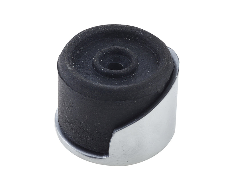 High quality image of Frelan - Jedo Shielded Floor Mounted Door Stop 40x30mm Satin Chrome Sku. JV9529SC