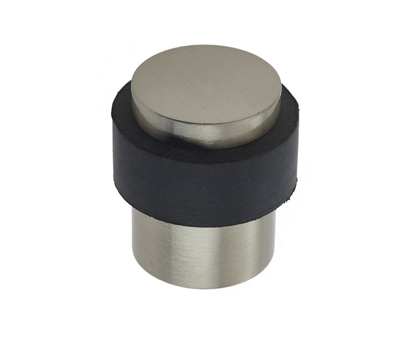 High quality image of Frelan - Jedo Cylinder Floor Mounted Door Stop 36x28mm Satin Nickel Sku. JV9565SN
