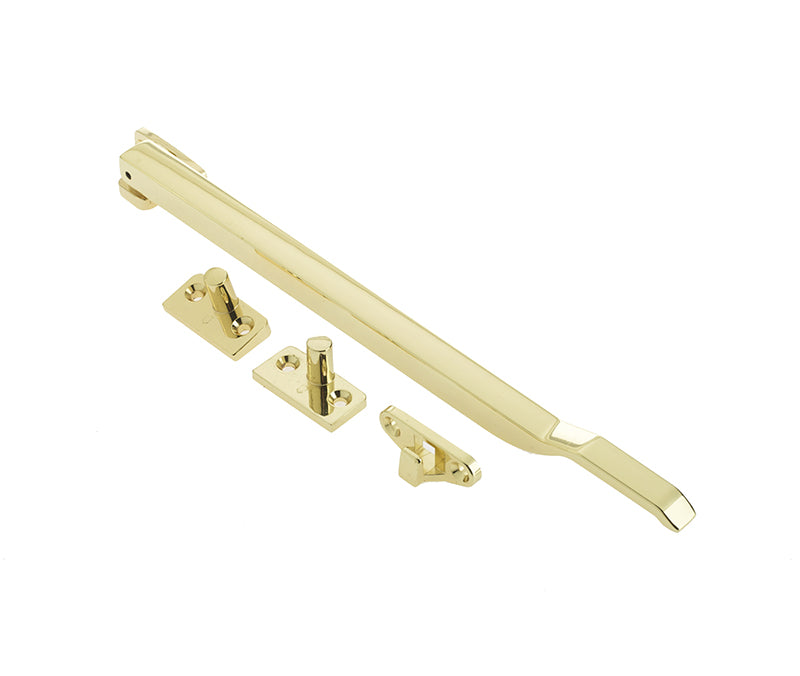 High quality image of Frelan - Modern Non Lockable Casement Stays 250mm Polished Brass Sku. JW77PB