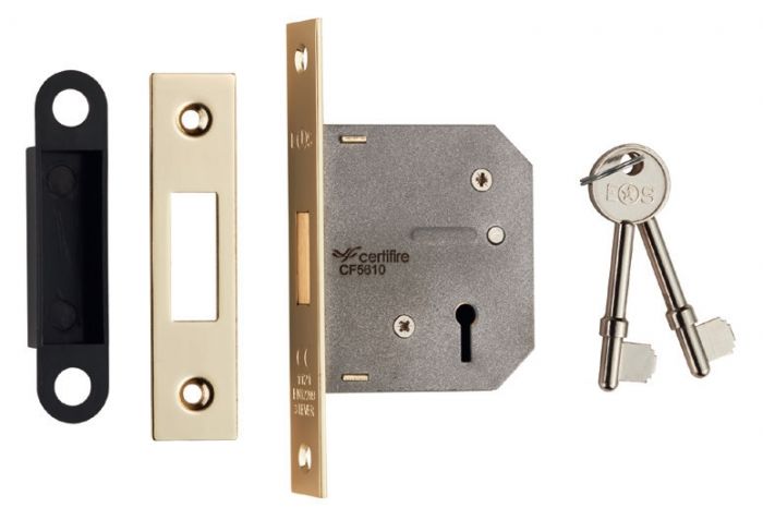 High quality image of Eurospec - 3 Lever Deadlock 64mm - Electro Brassed | Sku. lde5325eb | Trade Door Handles.