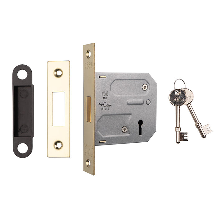High quality image of Eurospec - 3 Lever Deadlock 76mm - Electro Brassed | Sku. lde5330eb | Trade Door Handles.