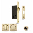 M.Marcus Locks & Latches Satin Brass / Sliding Door Locks / Square M.Marcus - SLD Lock C/W SQ Privacy Turns 50mm Satin Brass