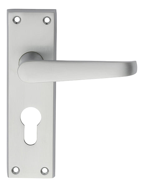 High quality image of Carlisle Brass - Victorian Lever on Euro Lock Backplate - Satin Chrome | Sku. m30ysc | Trade Door Handles.