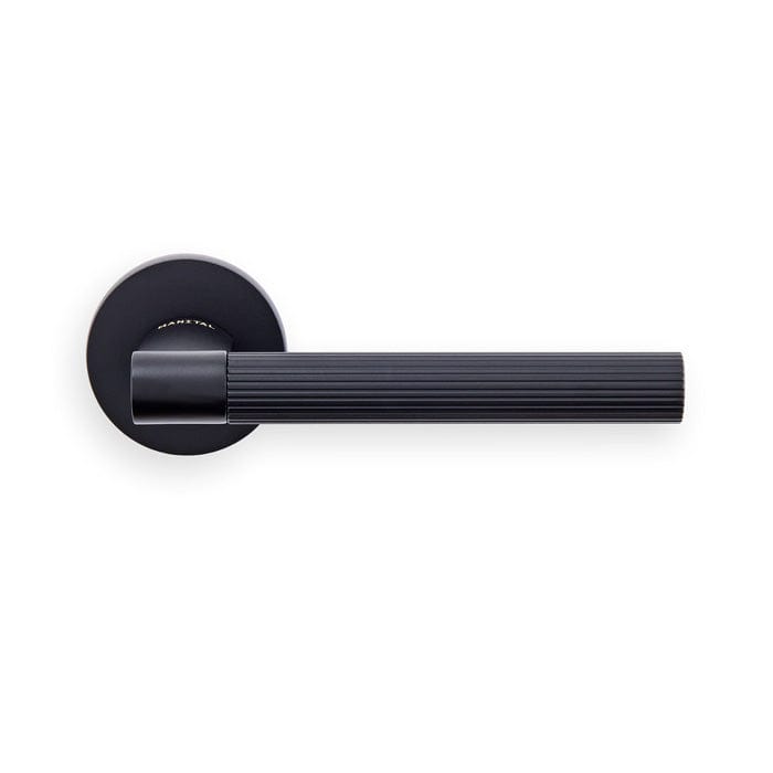 Manital Door Furniture Matt Black / Lever on Rose Manital - HEY RIGA LEVER HANDLE ON THREADED ROUND ROSE NER (MATT BLACK)
