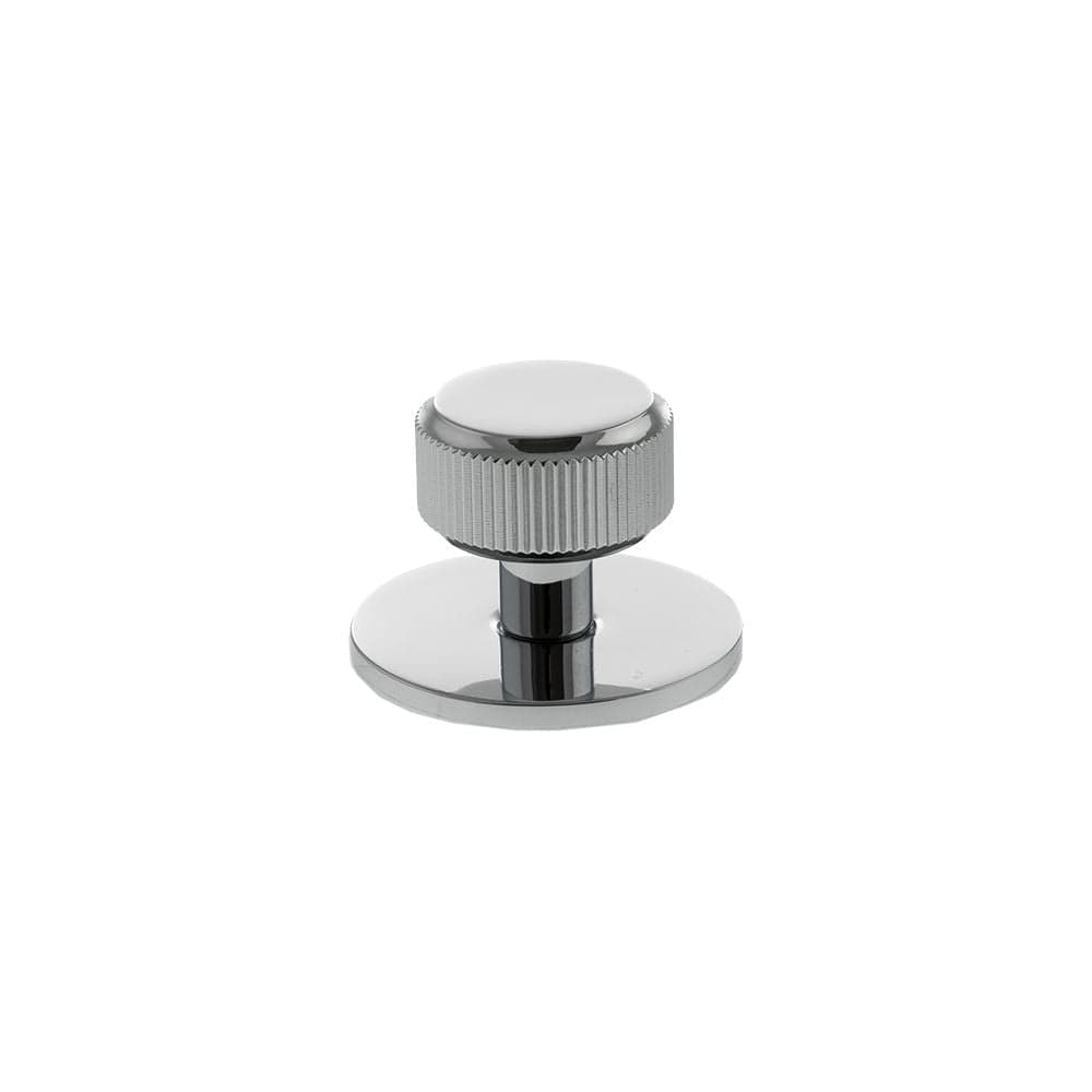 Millhouse Brass Cabinet Hardware Polished Chrome / Cabinet Knobs Millhouse Brass Battersea Linear Round Cabinet Knob Handle on Backplate - Polished Chrome