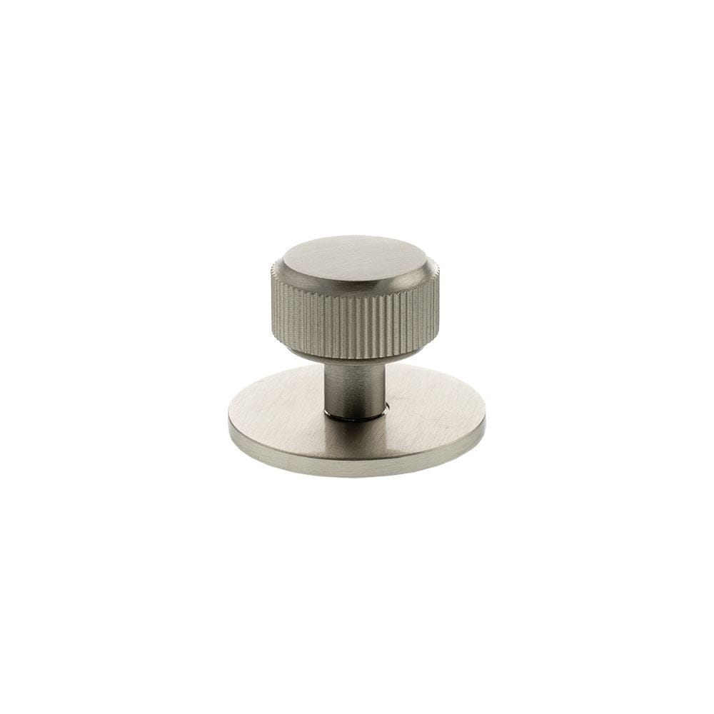 Millhouse Brass Cabinet Hardware Satin Nickel / Cabinet Knobs Millhouse Brass Battersea Linear Round Cabinet Knob Handle on Backplate - Satin Nickel