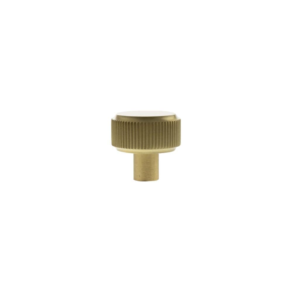 Millhouse Brass Cabinet Hardware Satin Brass / Cabinet Knobs Millhouse Brass Battersea Linear Round Cabinet Knob Handle - Satin Brass