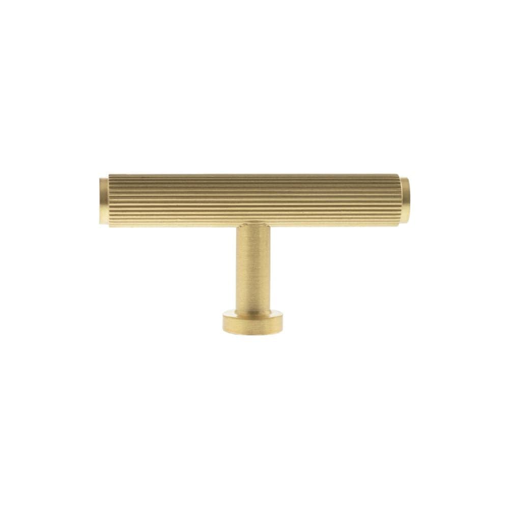 Millhouse Brass Cabinet Hardware Satin Brass / Cabinet Knobs Millhouse Brass Battersea Linear T-Bar Cabinet Knob Handle - Satin Brass