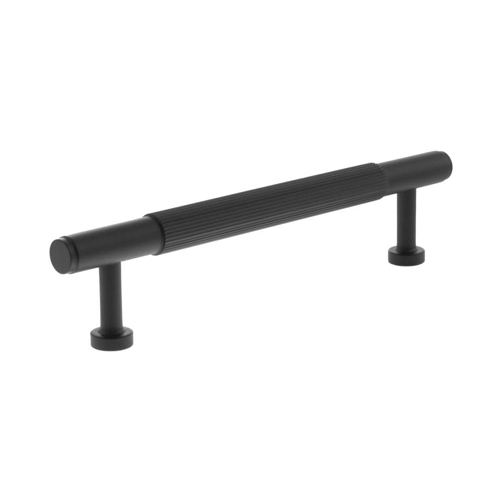 Millhouse Brass Cabinet Hardware Matt Black / Cabinet Pull Handles Millhouse Brass Battersea Linear T-Bar Cabinet Pull Handle 128mm - Matt Black