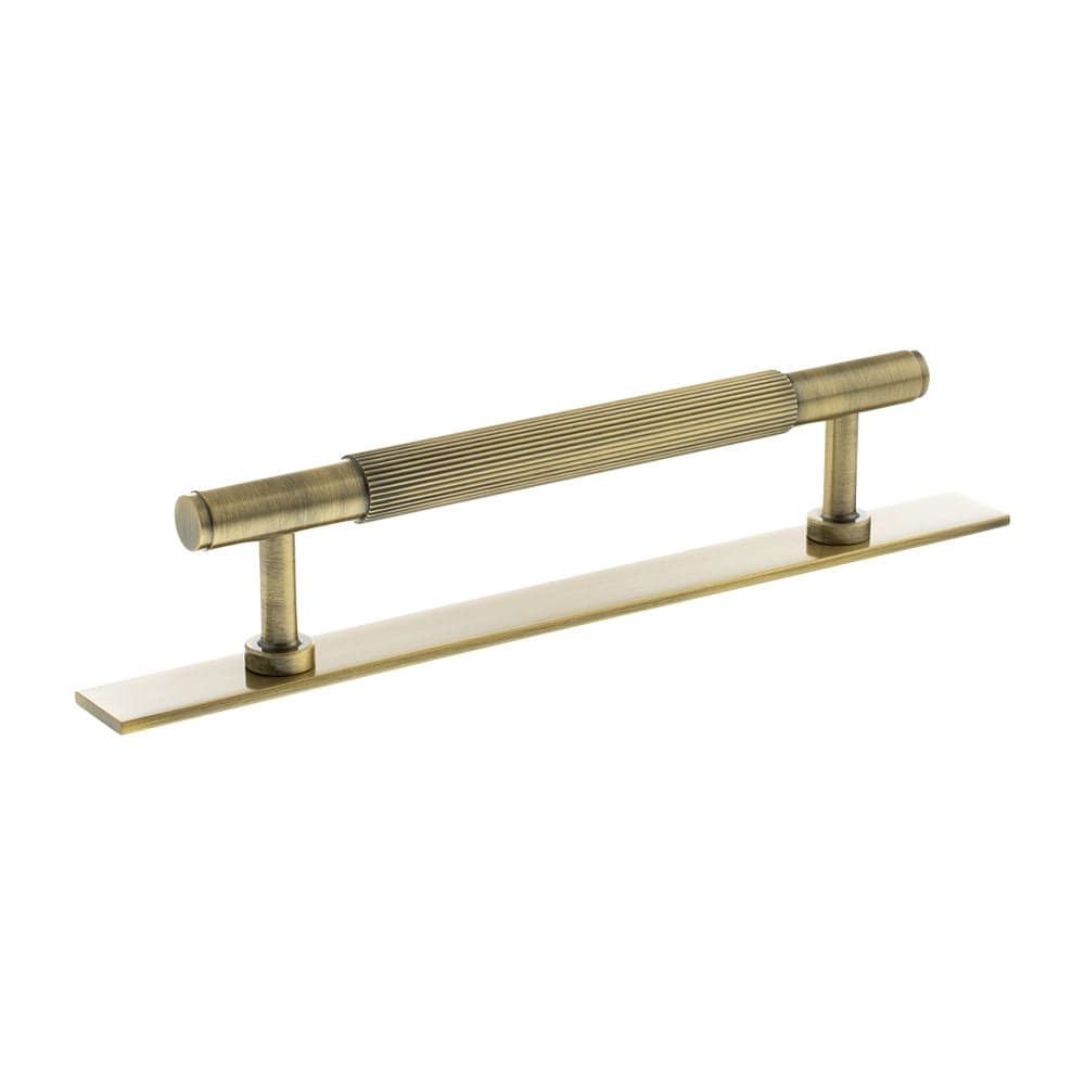 Millhouse Brass Cabinet Hardware Antique Brass / Cabinet Pull Handles Millhouse Brass Battersea Linear T-Bar Cabinet Pull Handle on Backplate 128mm - Antique Brass