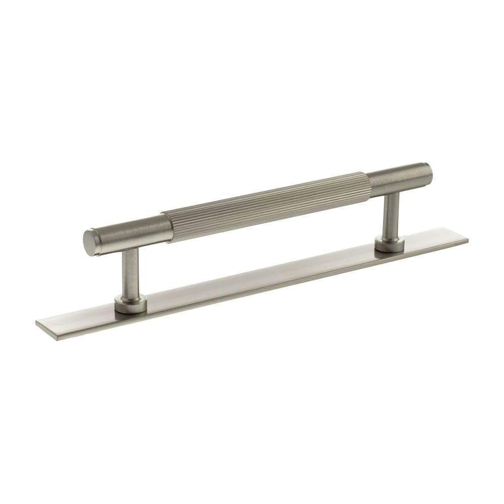 Millhouse Brass Cabinet Hardware Satin Nickel / Cabinet Pull Handles Millhouse Brass Battersea Linear T-Bar Cabinet Pull Handle on Backplate 128mm - Satin Nickel