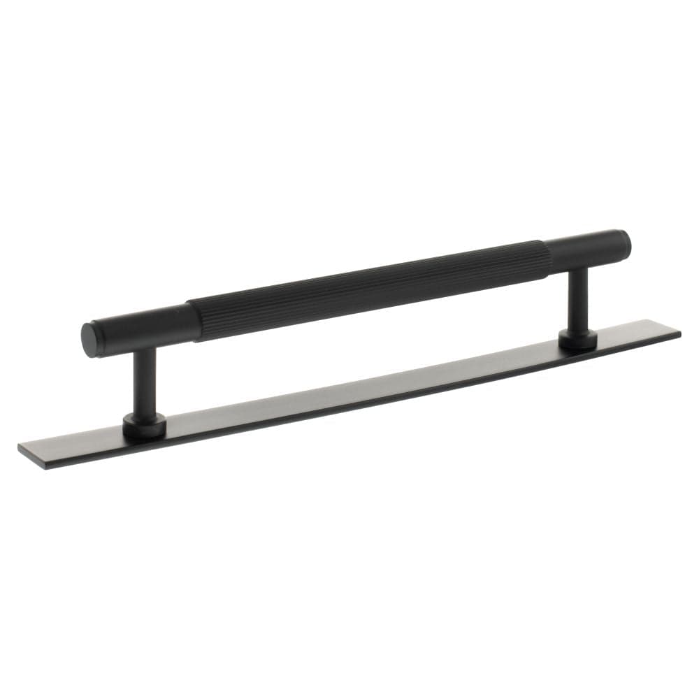 Millhouse Brass Cabinet Hardware Matt Black / Cabinet Pull Handles Millhouse Brass Battersea Linear T-Bar Cabinet Pull Handle on Backplate 160mm - Matt Black