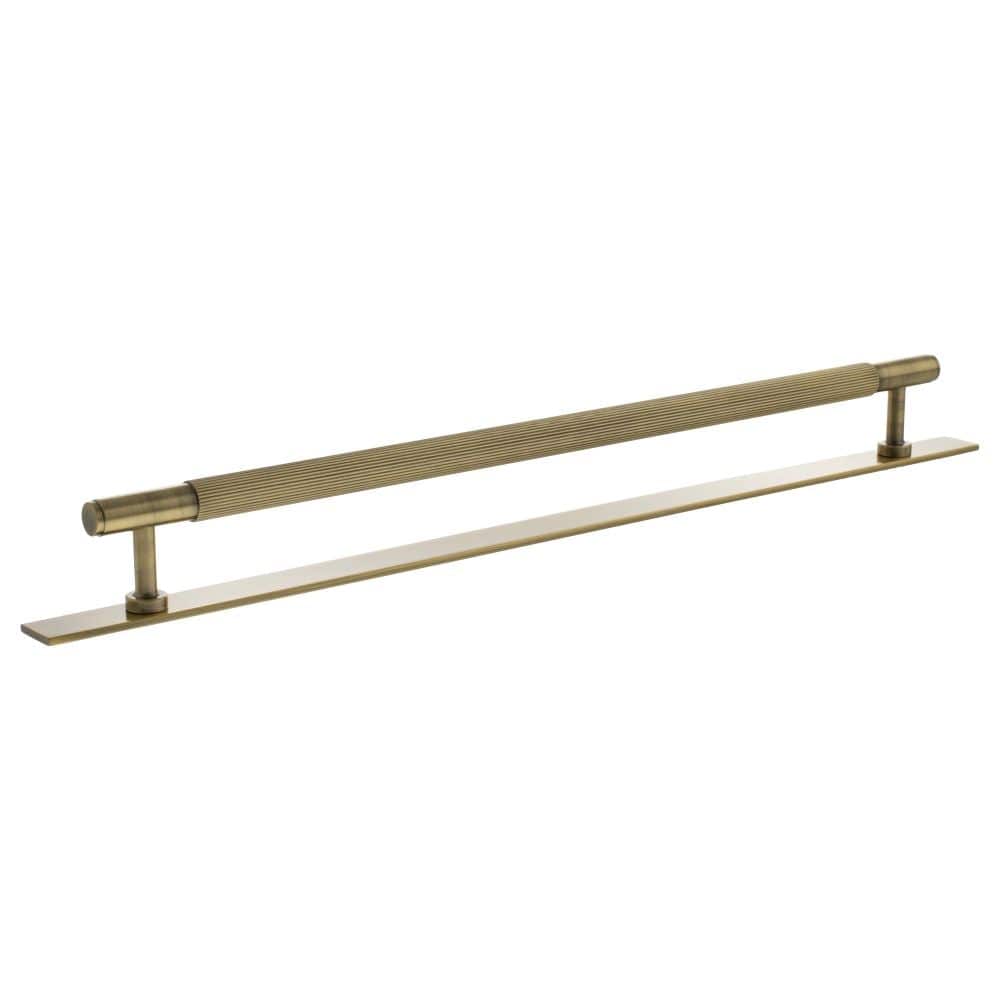 Millhouse Brass Cabinet Hardware Antique Brass / Cabinet Pull Handles Millhouse Brass Battersea Linear T-Bar Cabinet Pull Handle on Backplate 320mm - Antique Brass
