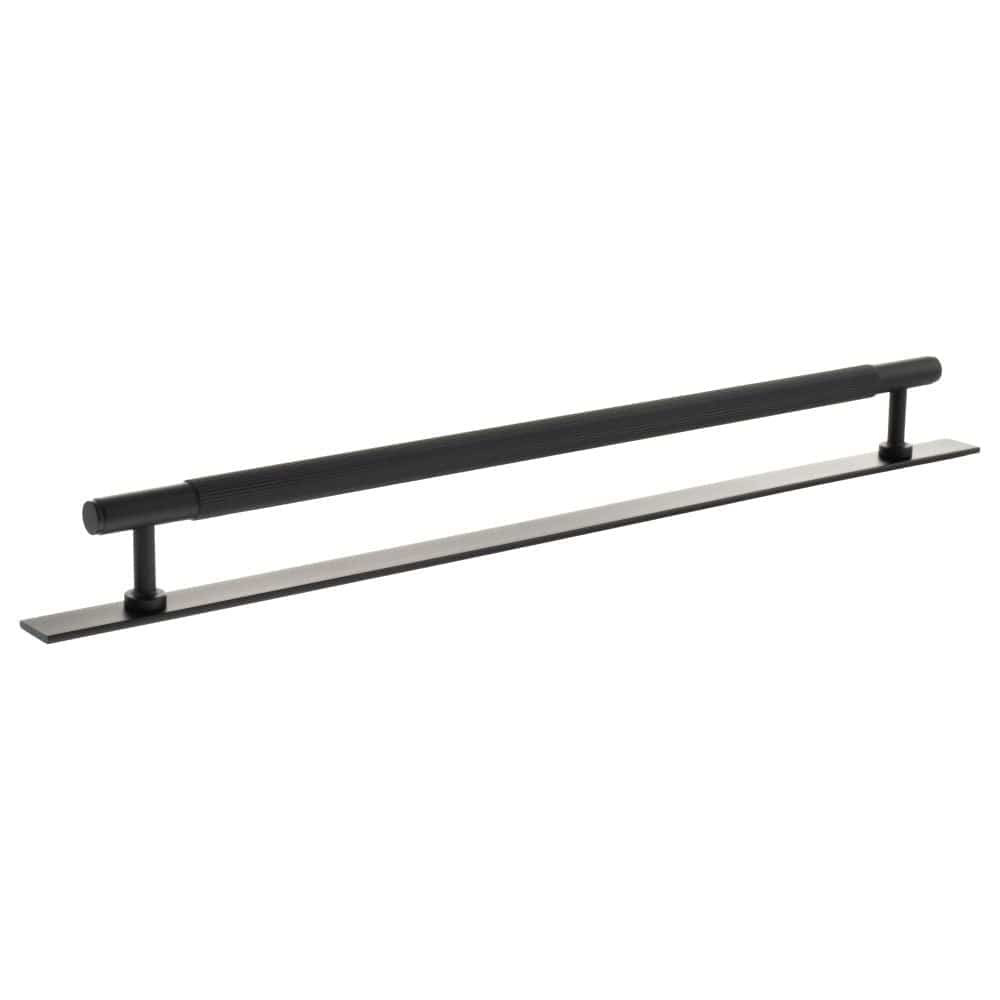 Millhouse Brass Cabinet Hardware Matt Black / Cabinet Pull Handles Millhouse Brass Battersea Linear T-Bar Cabinet Pull Handle on Backplate 320mm - Matt Black