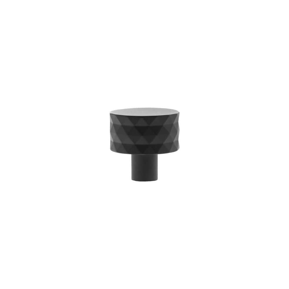 Millhouse Brass Cabinet Hardware Matt Black / Cabinet Knobs Millhouse Brass Chrysler Diamond Round Cabinet Knob Handle - Matt Black