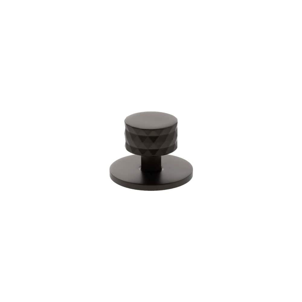 Millhouse Brass Cabinet Hardware Urban Dark Bronze / Cabinet Knobs Millhouse Brass Chrysler Diamond Round Cabinet Knob Handle on Backplate - Urban Dark Bronze